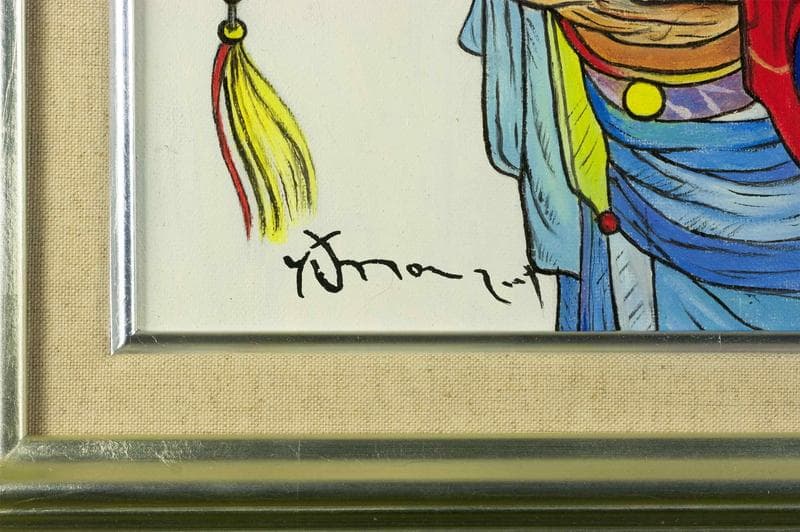 天野喜孝　油彩　肉筆『フリオニール』表サイン　裏サイン　P8号　額装　b849