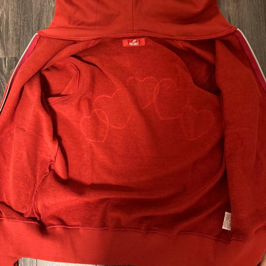 【極美品】ピンクハウス花柄・ハートプリントパーカー ワインレッド❁⃘*.゜