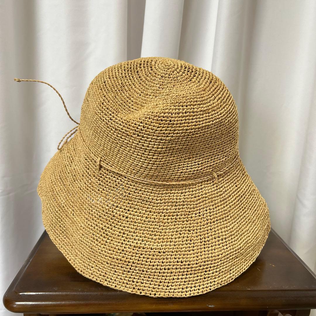 ヘレンカミンスキー 麦わら帽子 ラフィアハット　ロゴ金具 ナチュラル