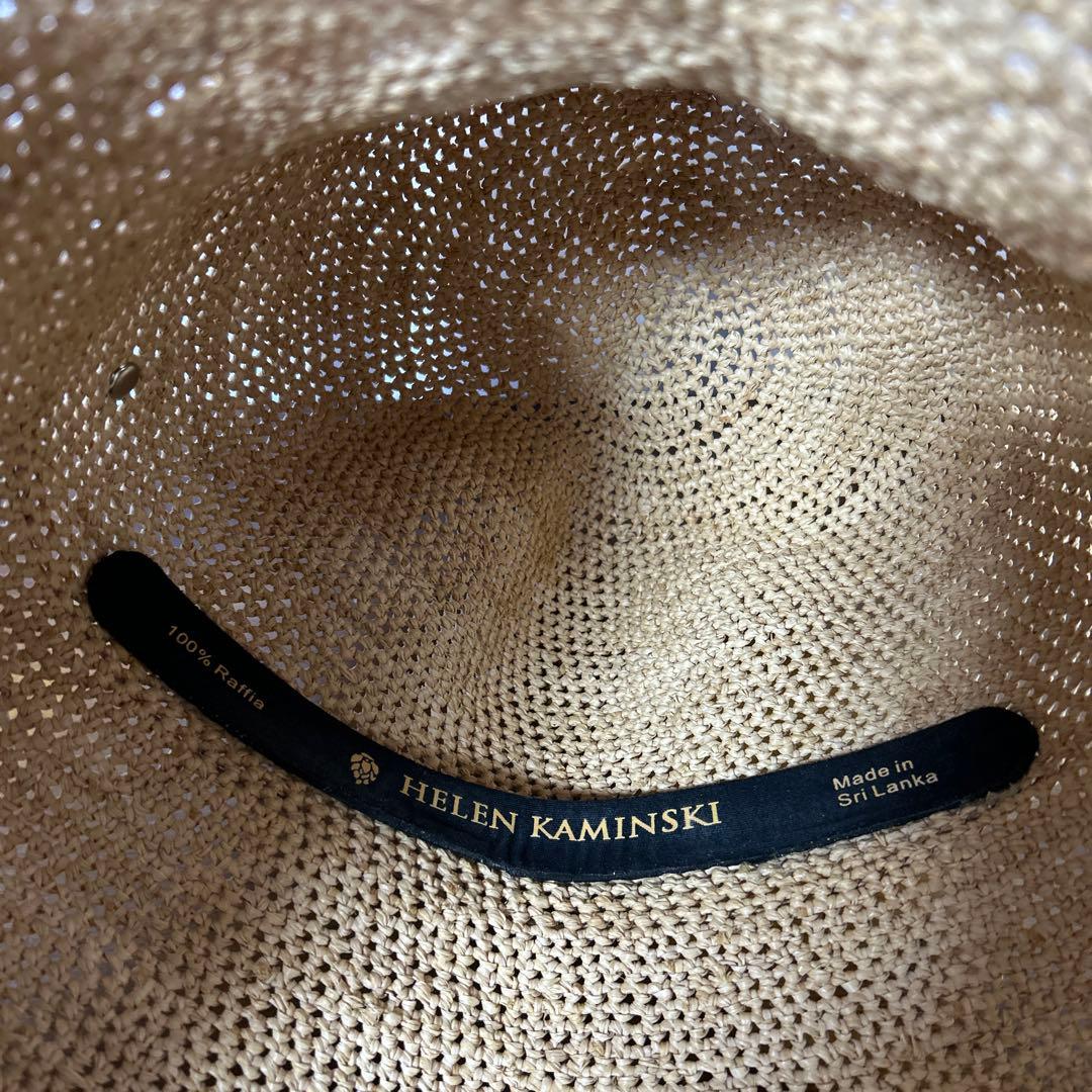 ヘレンカミンスキー 麦わら帽子 ラフィアハット　ロゴ金具 ナチュラル