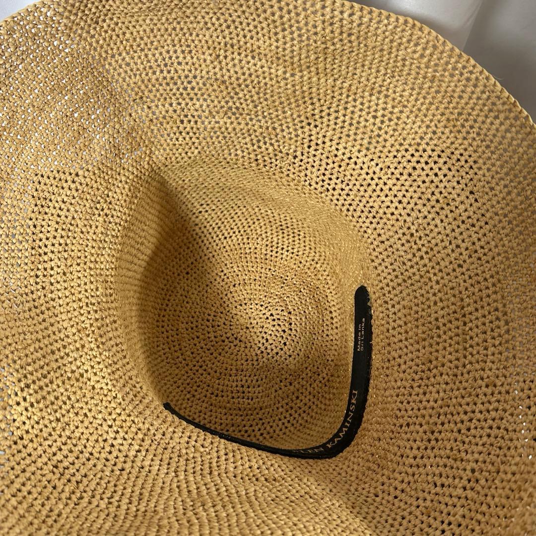 ヘレンカミンスキー 麦わら帽子 ラフィアハット　ロゴ金具 ナチュラル