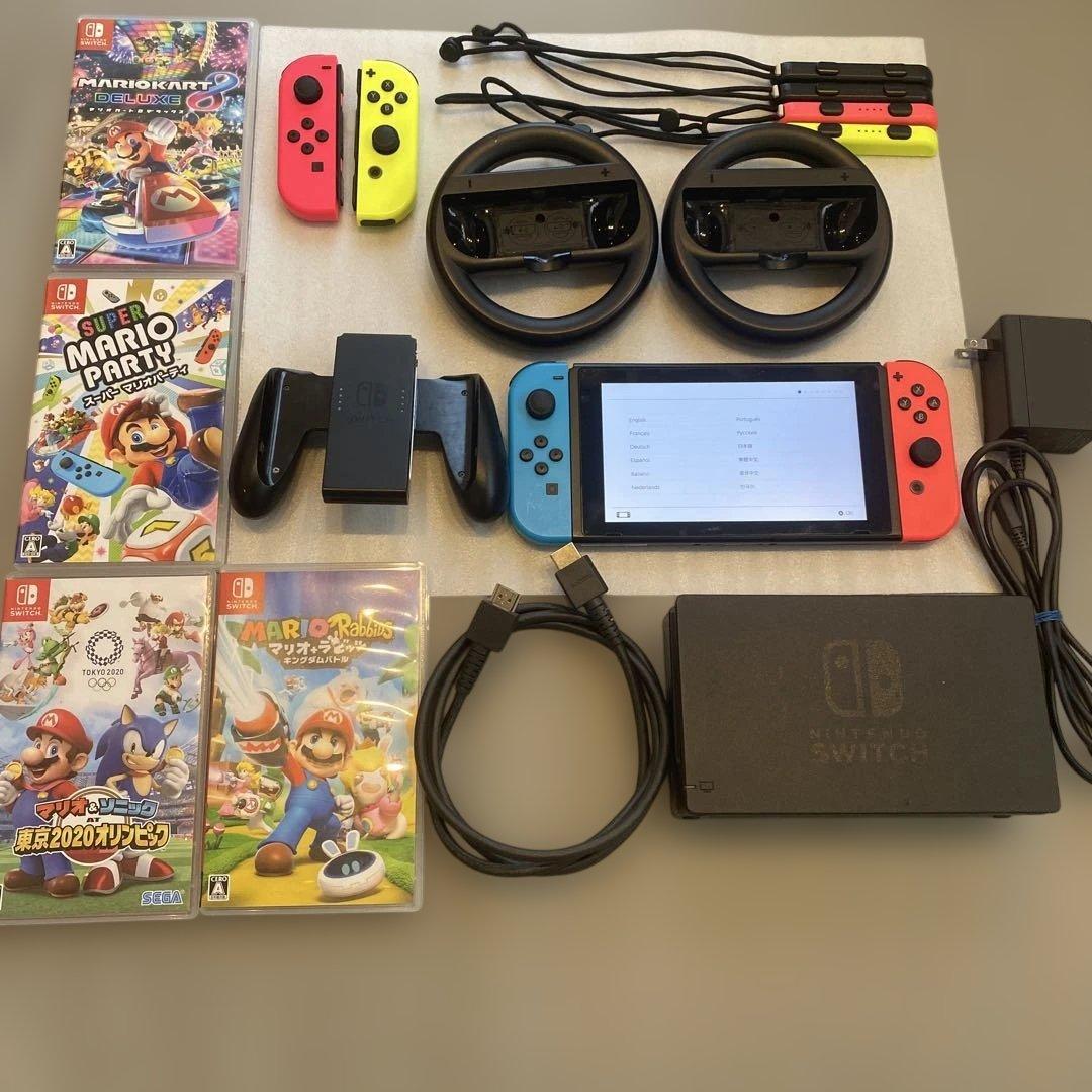 Nintendo Switch 本体 ジョイコン4個 ゲームソフト4本付き