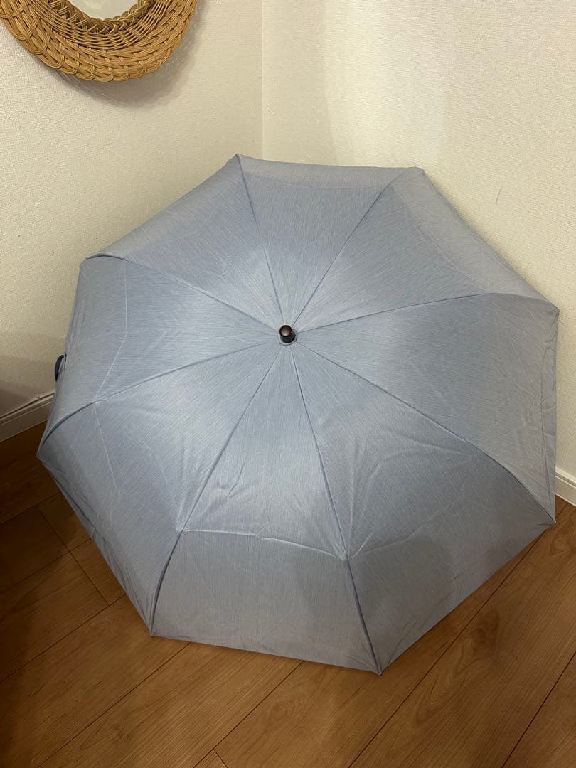 サンバリア　二段折　2段折　大判　ブルー　 折りたたみ日傘