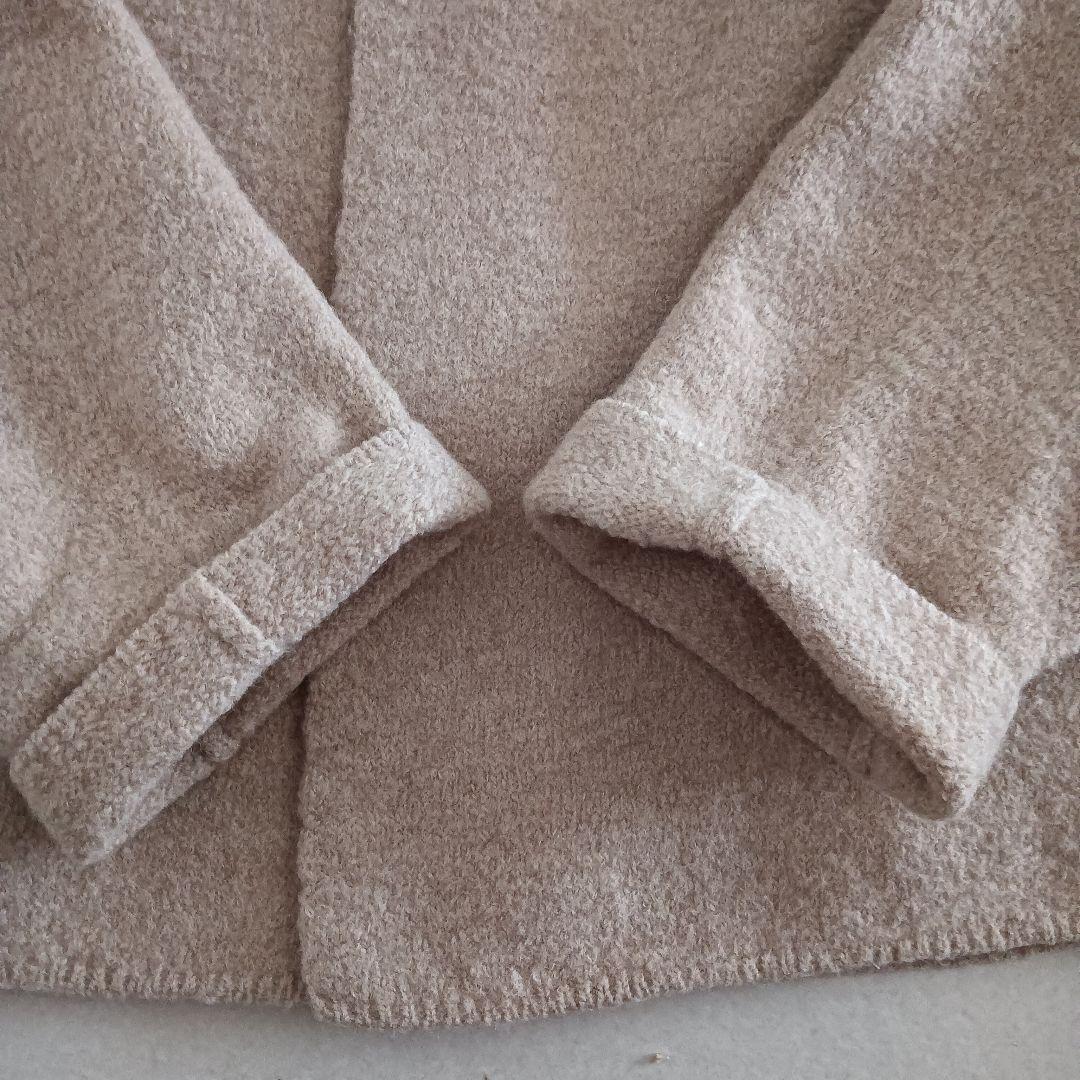 45R　縮絨ニットのコート ウールジャケット R刺繍 ベージュ