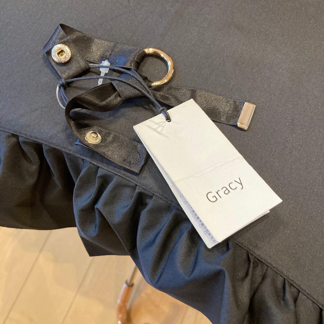 グレイシー　フリルたっぷり晴雨兼用日傘　ブラック