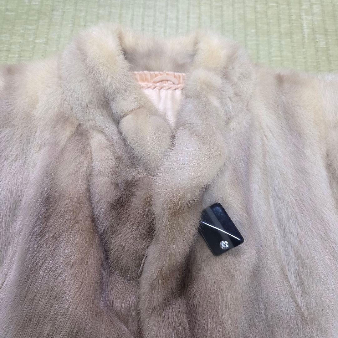 SAGAMINK デザインコート ホワイトパール 袖丈絞り 銀サガ ミンク