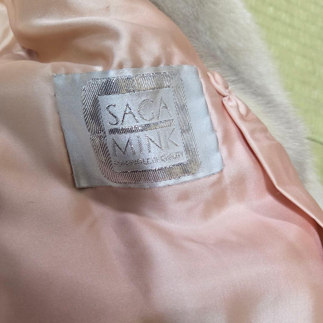 SAGAMINK デザインコート ホワイトパール 袖丈絞り 銀サガ ミンク