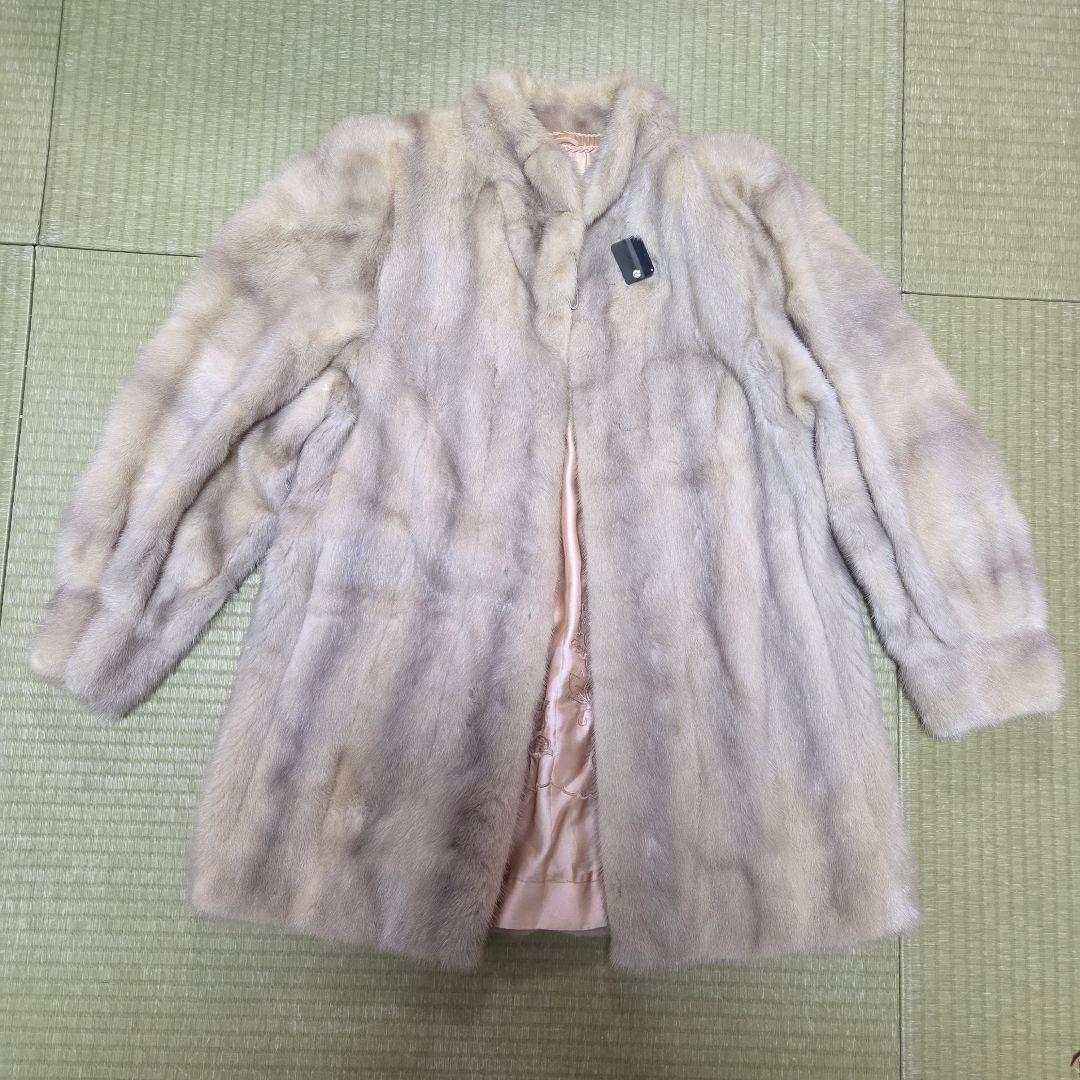 SAGAMINK デザインコート ホワイトパール 袖丈絞り 銀サガ ミンク