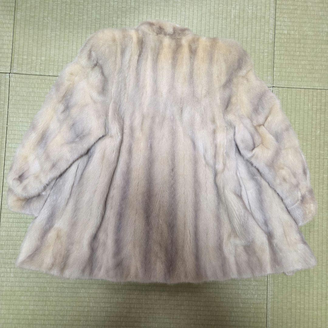 SAGAMINK デザインコート ホワイトパール 袖丈絞り 銀サガ ミンク