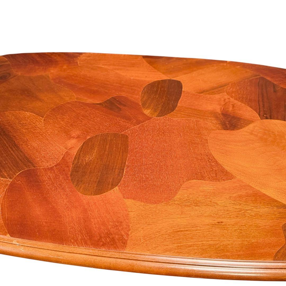 HR852 【象嵌彫刻が素敵】イタリア　猫脚　ローテーブル　イタリア