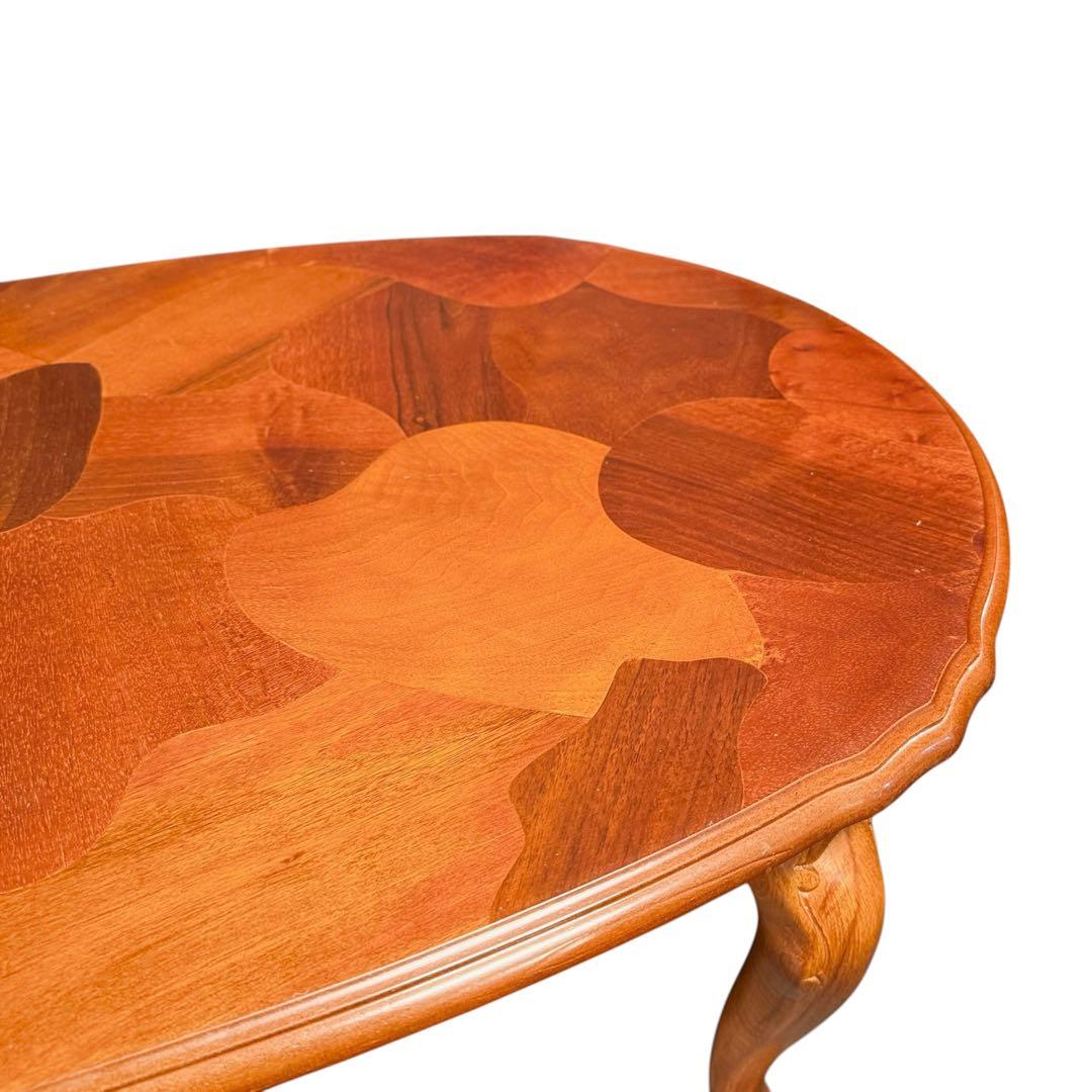 HR852 【象嵌彫刻が素敵】イタリア　猫脚　ローテーブル　イタリア