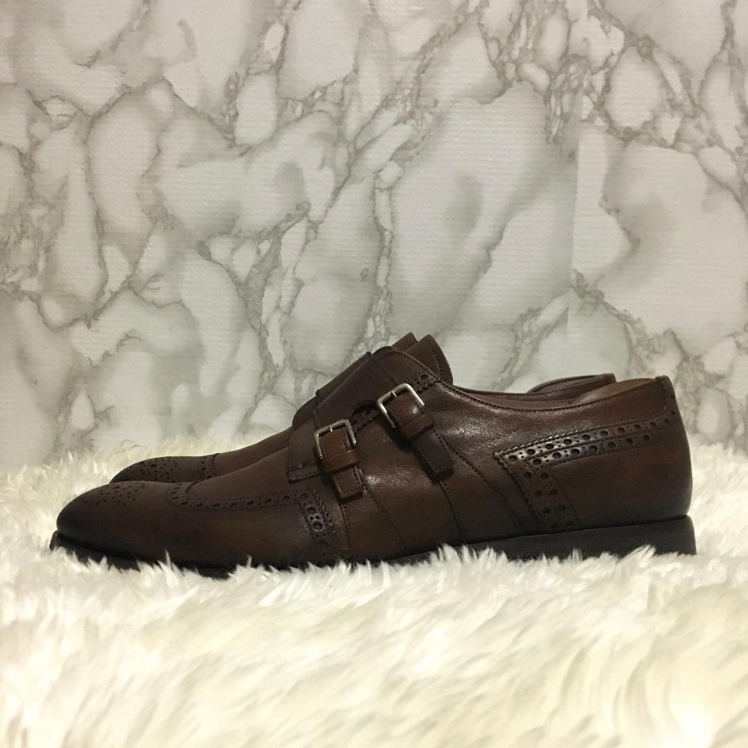 コ*イ様 美品　PRADA プラダ 本革　ダブルモンクストラップ シューズキーパ