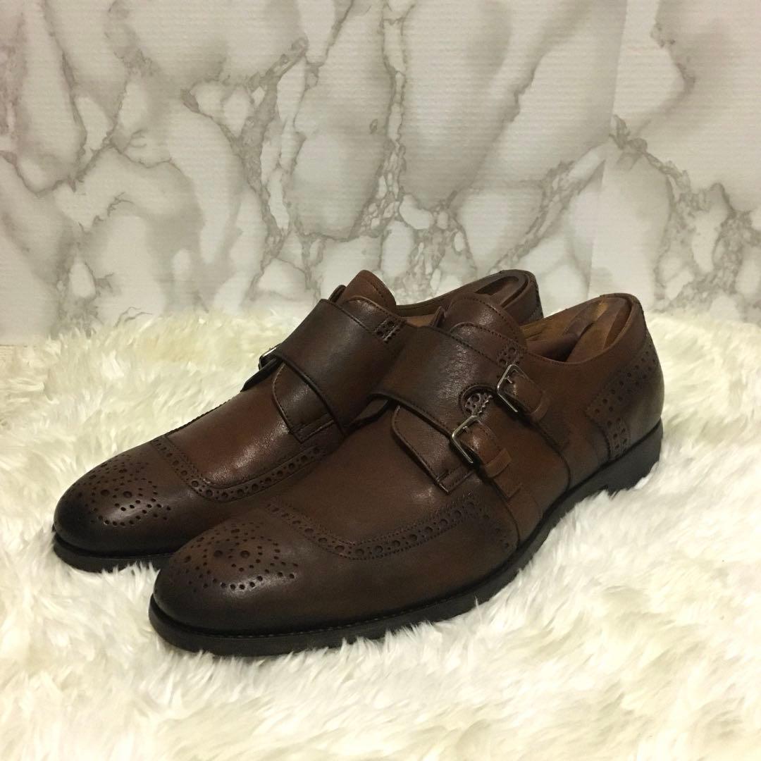 コ*イ様 美品　PRADA プラダ 本革　ダブルモンクストラップ シューズキーパ