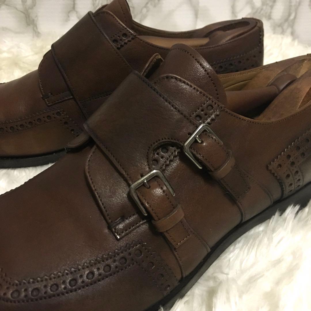 コ*イ様 美品　PRADA プラダ 本革　ダブルモンクストラップ シューズキーパ