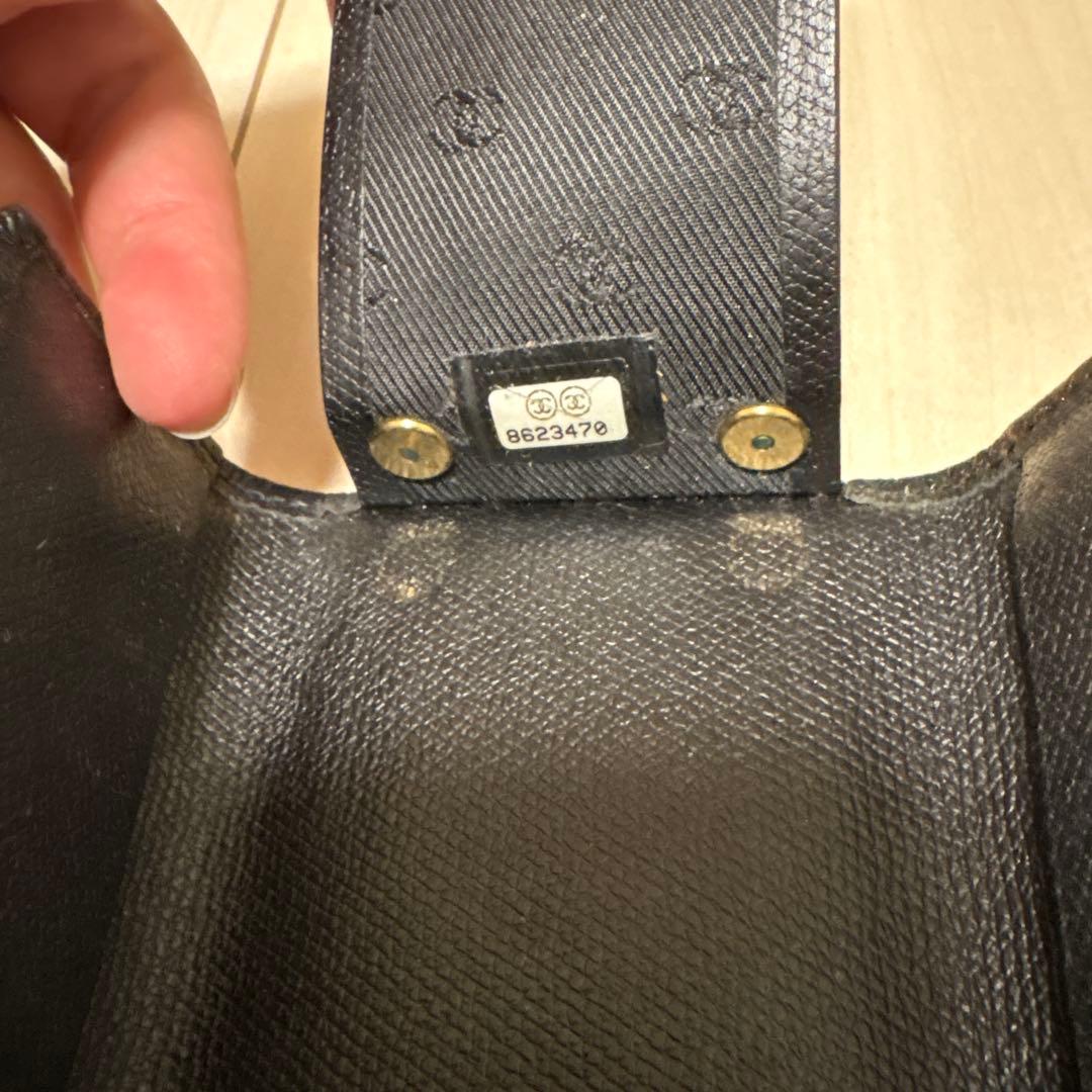 CHANEL ブラック レザー キーケース ココボタン キーケース