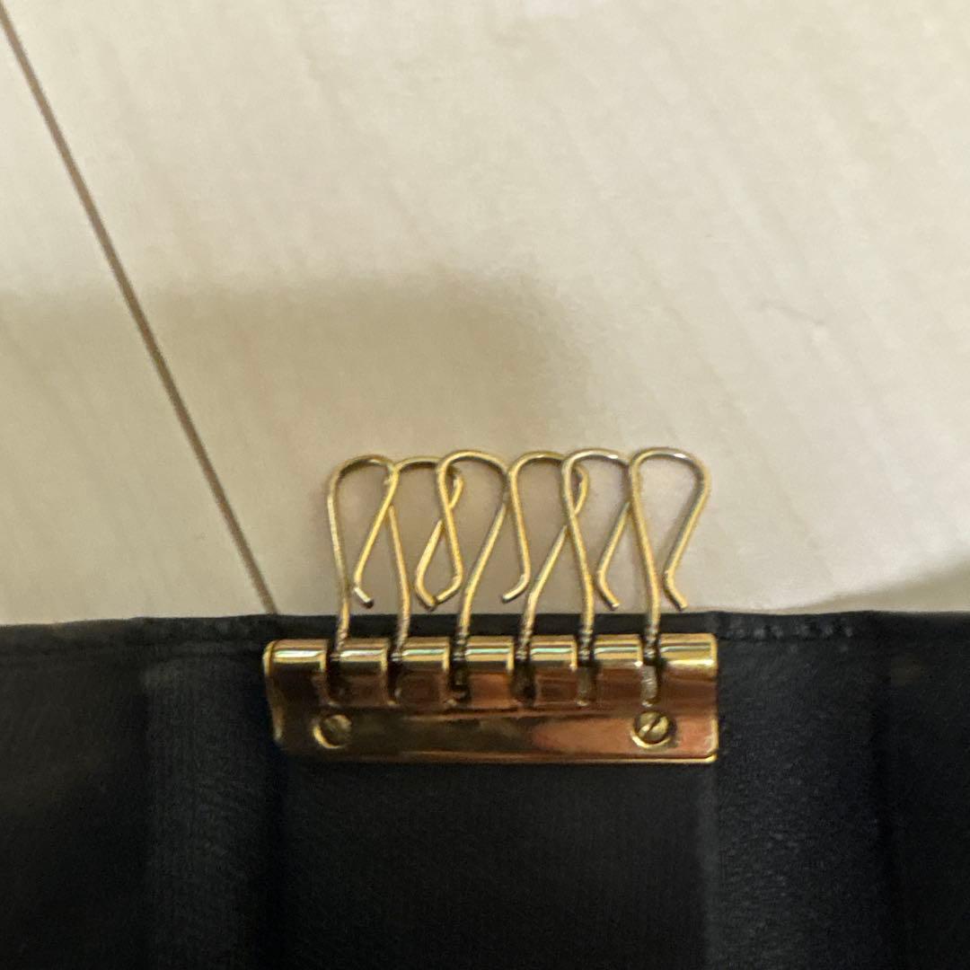 CHANEL ブラック レザー キーケース ココボタン キーケース