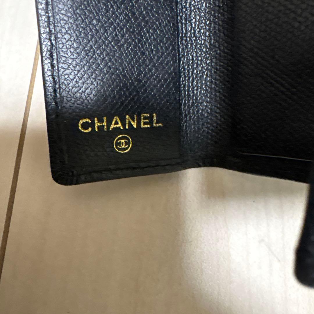 CHANEL ブラック レザー キーケース ココボタン キーケース