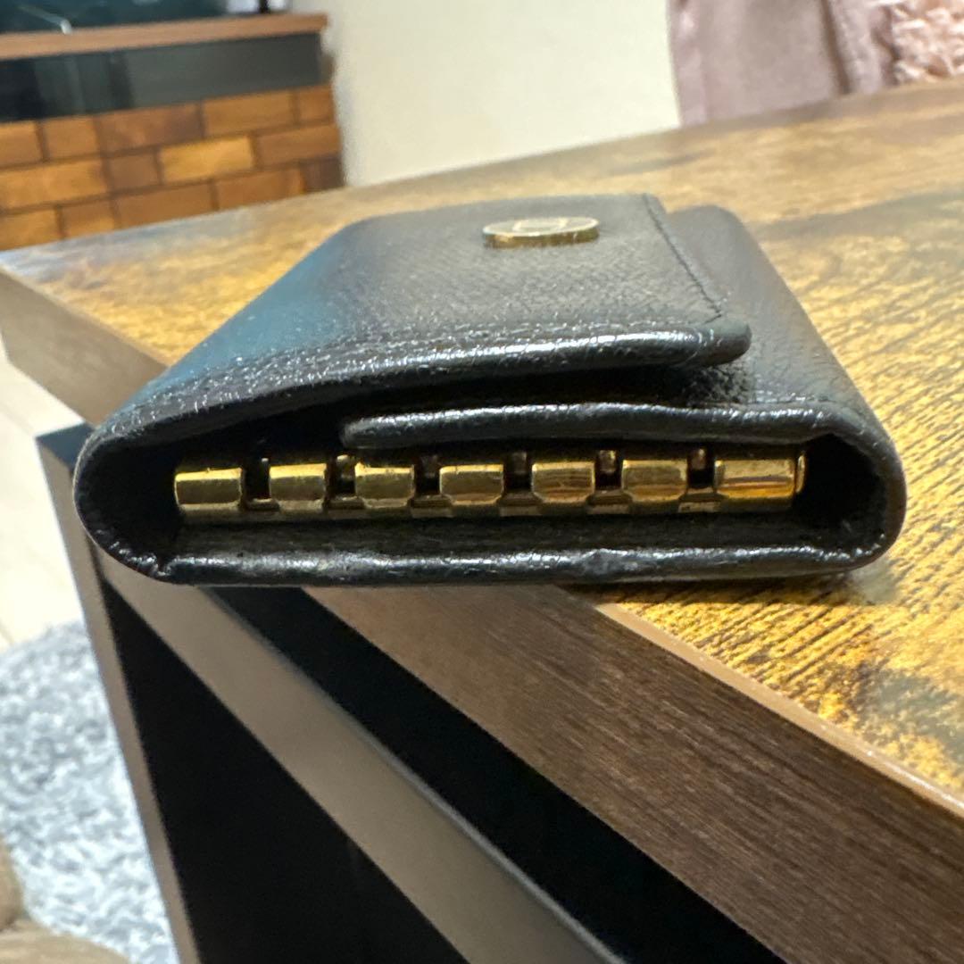 CHANEL ブラック レザー キーケース ココボタン キーケース