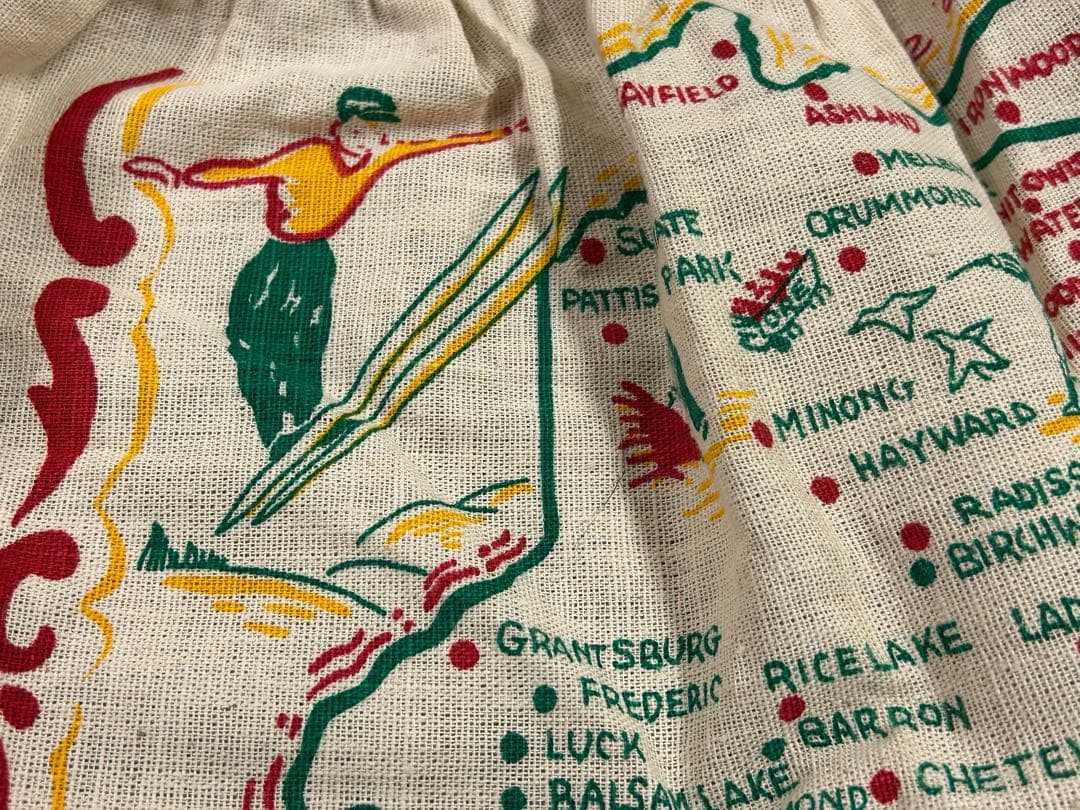 デッドストック 40s ビンテージ アンティーク スーベニア リネン エプロン