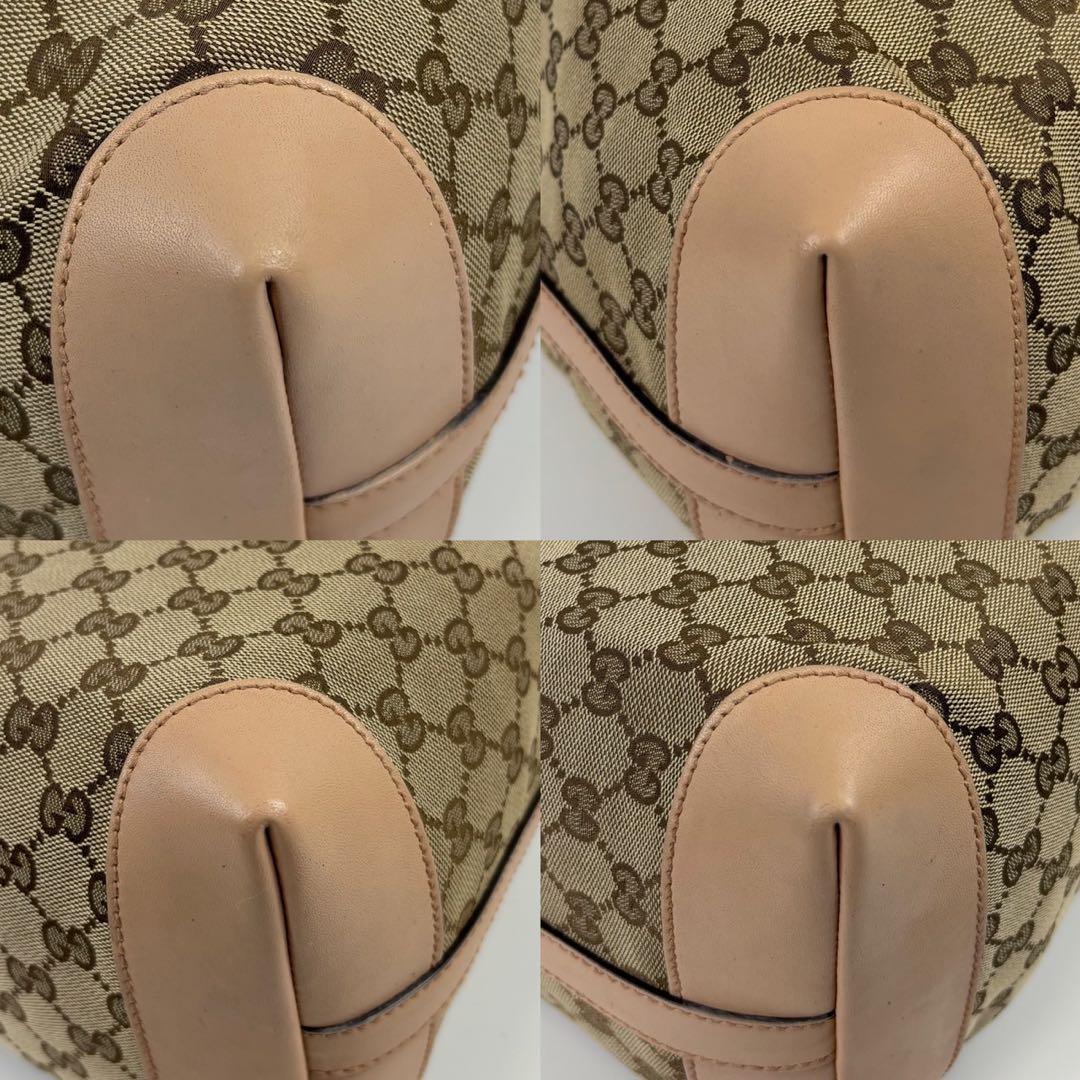 グッチ トートバッグ レザー×キャンバス A4可 肩掛け GG柄 ポーチ付