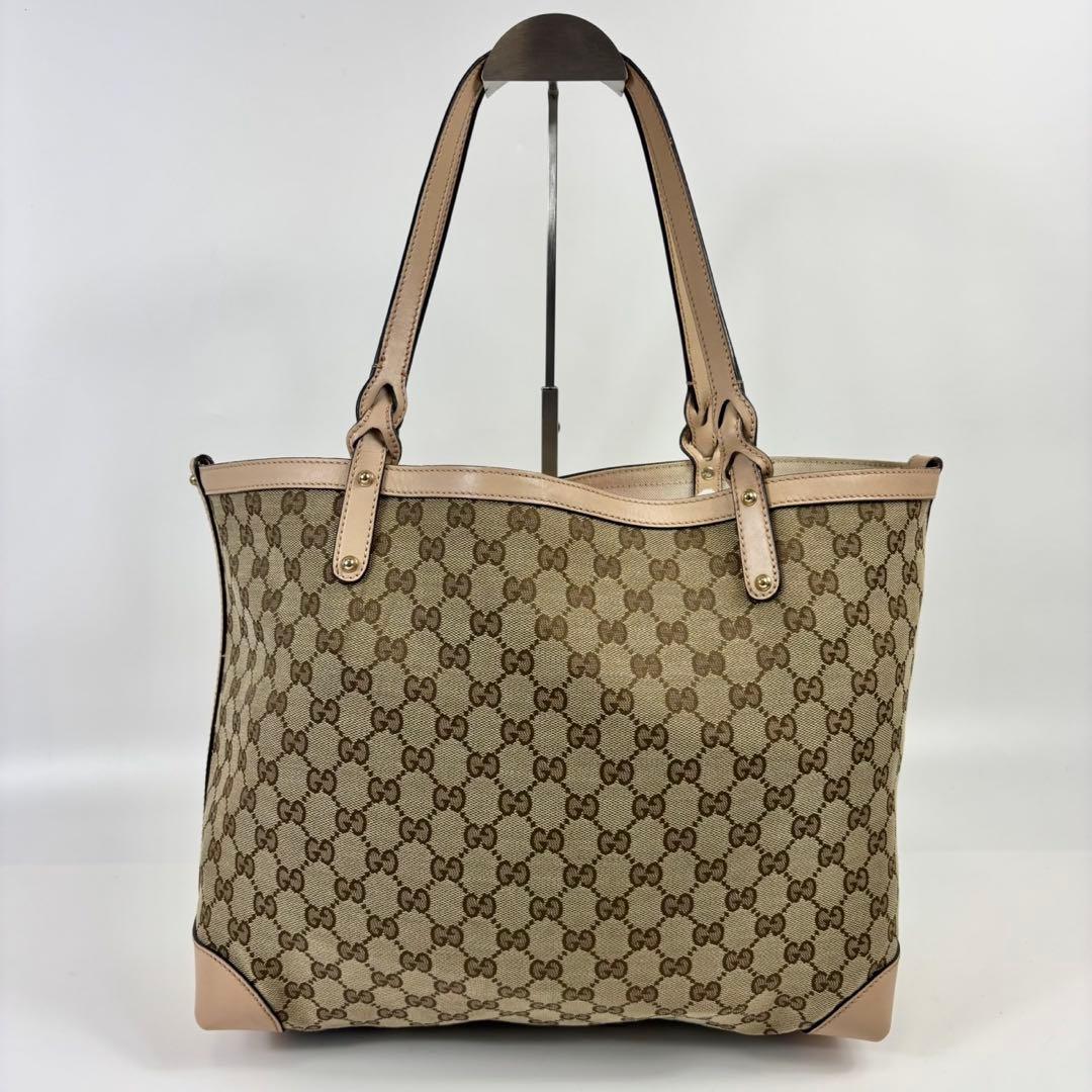 グッチ トートバッグ レザー×キャンバス A4可 肩掛け GG柄 ポーチ付
