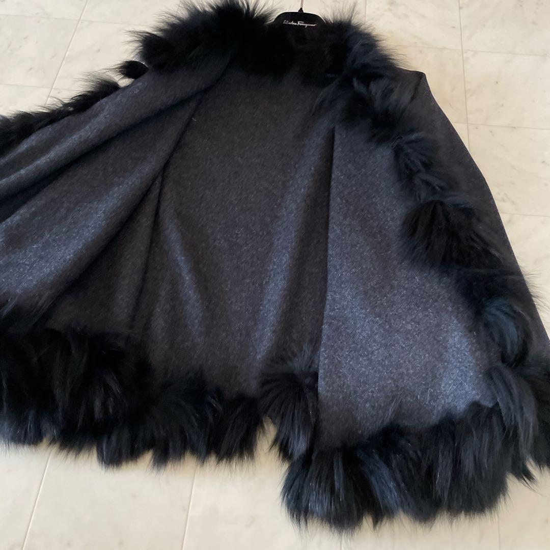 MORPHEUS✨マーファス 毛 カシミヤ ファー ポンチョ ブルーフォックス