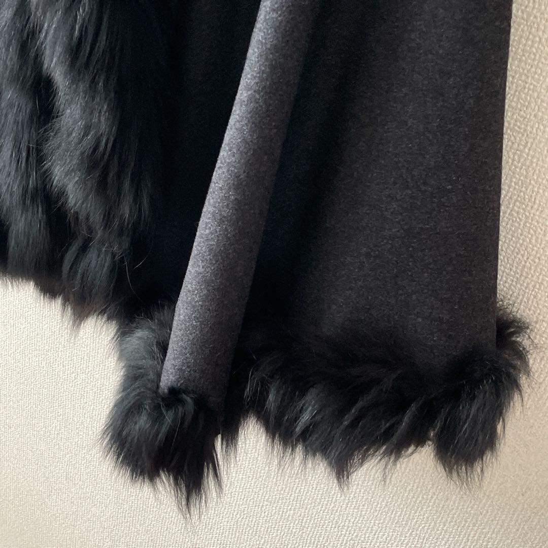 MORPHEUS✨マーファス 毛 カシミヤ ファー ポンチョ ブルーフォックス