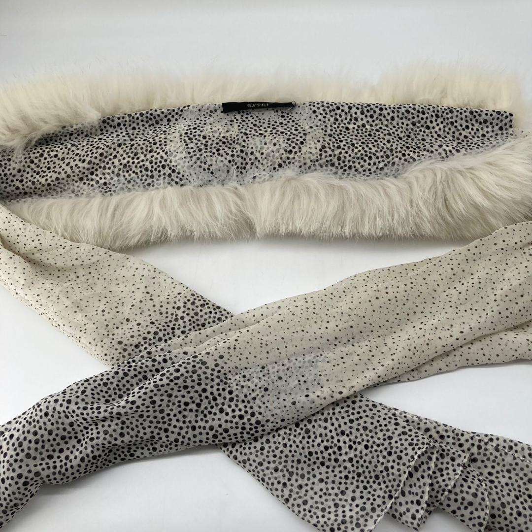 13665 GUCCI GG柄 フォックスファー ストール マフラー　スカーフ