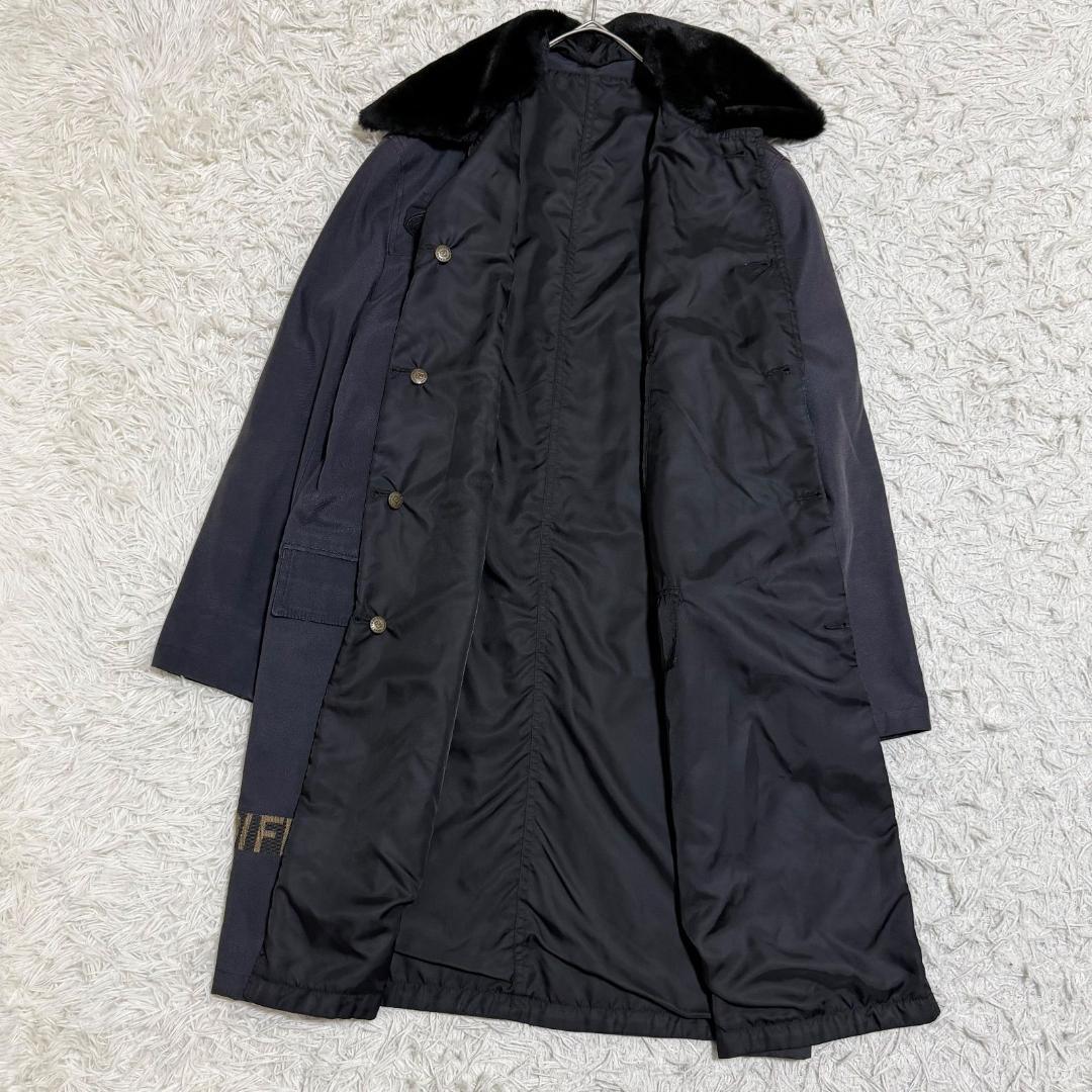 16069✨フェンディ リバーシブルコート 黒 ファー取外し可 ベルト付