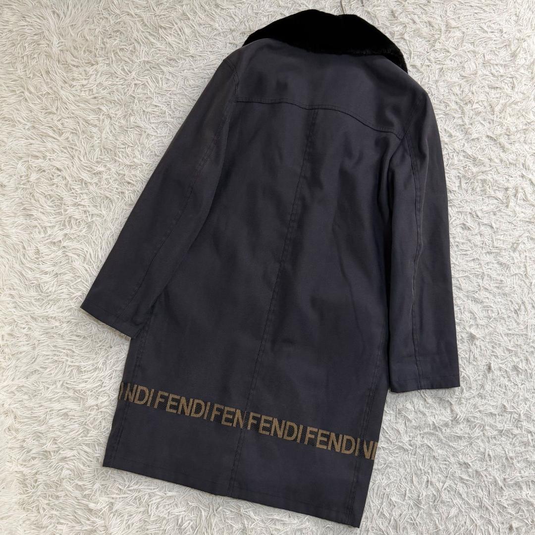 16069✨フェンディ リバーシブルコート 黒 ファー取外し可 ベルト付