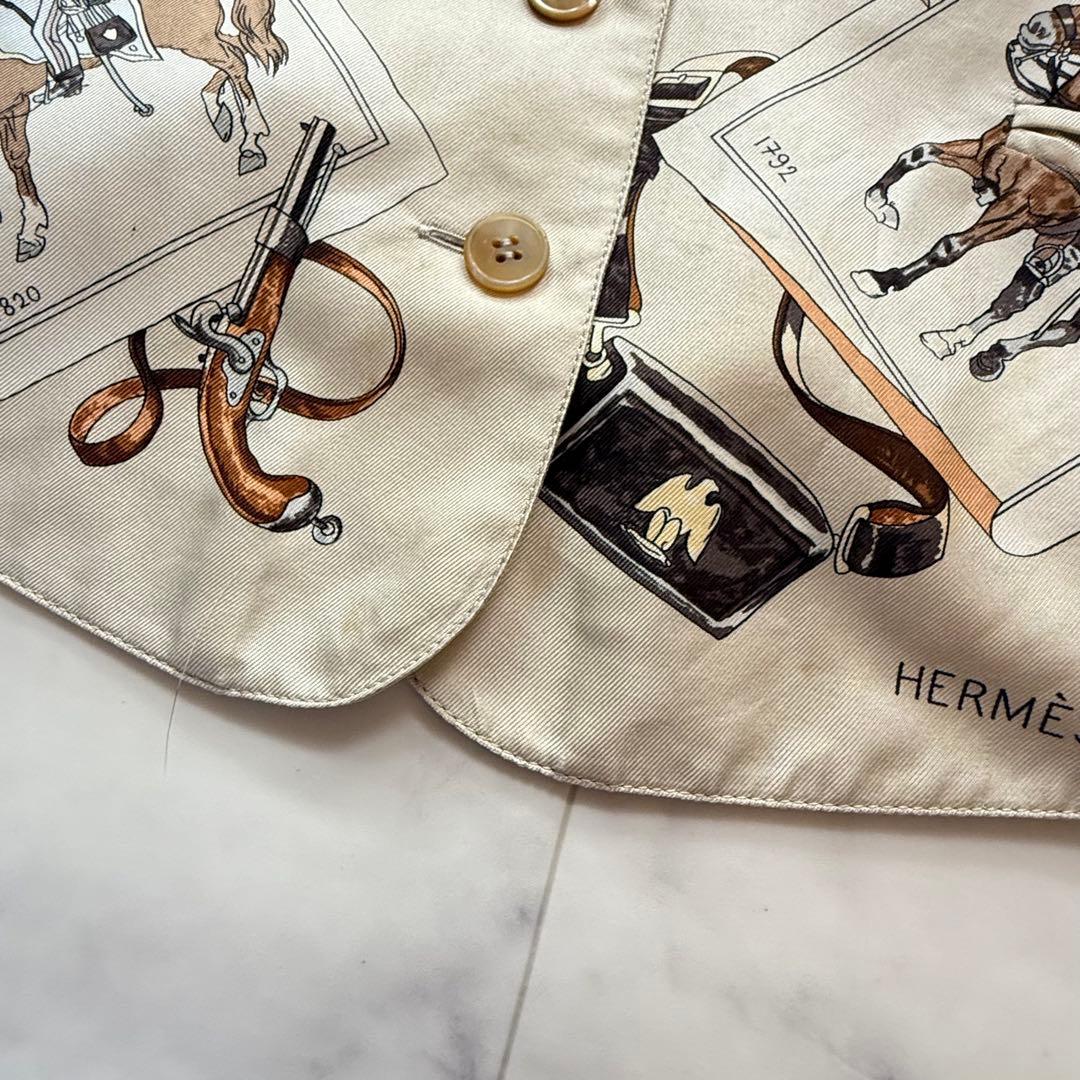 希少✨HERMES マルジェラ期 シルク100% ベスト ジレ スカーフ柄 38