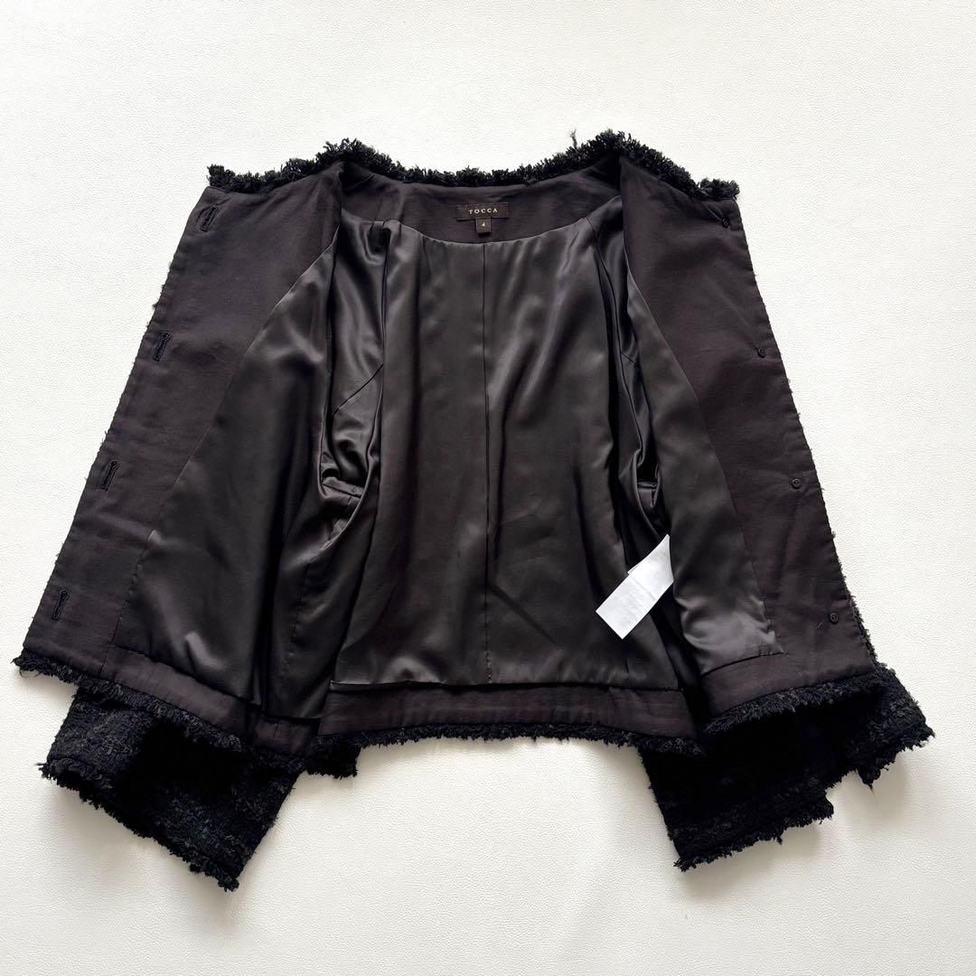 02343-2 TOCCA UNSNARL ツイードジャケット　ノーカラー　4