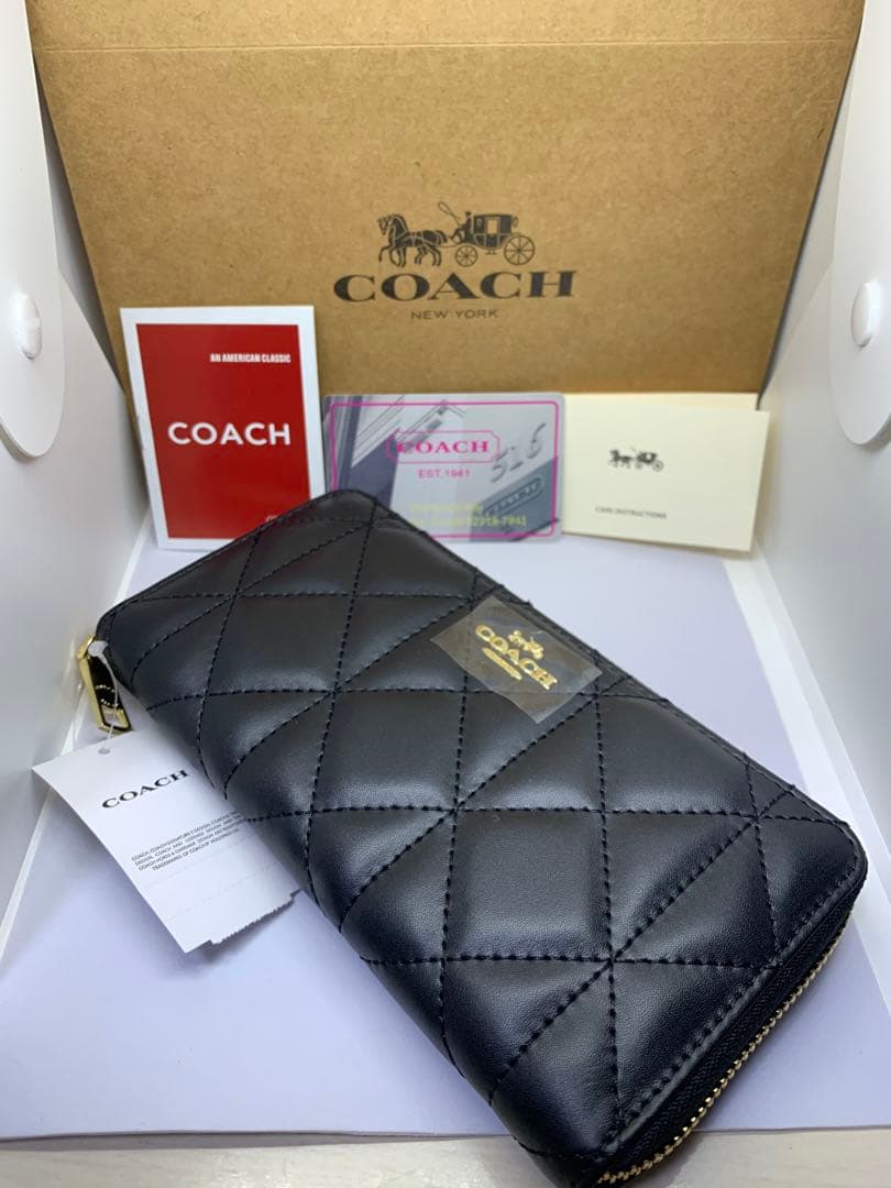 COACH コーチ　F53637 長財布　キルテッド　レザー　ジップアラウンド