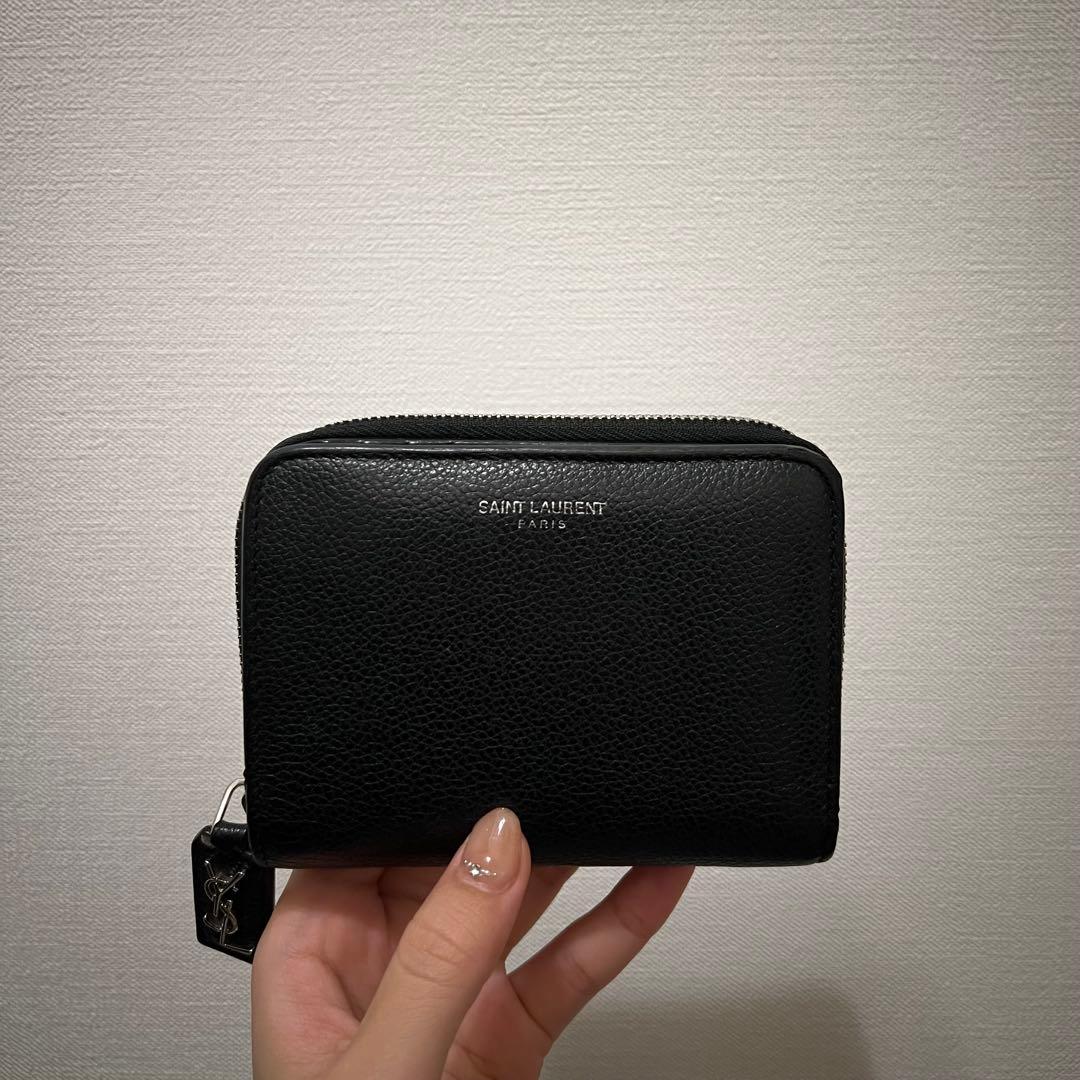 サンローラン リヴ・ゴーシュ 二つ折り財布 レザー コンパクトウォレット