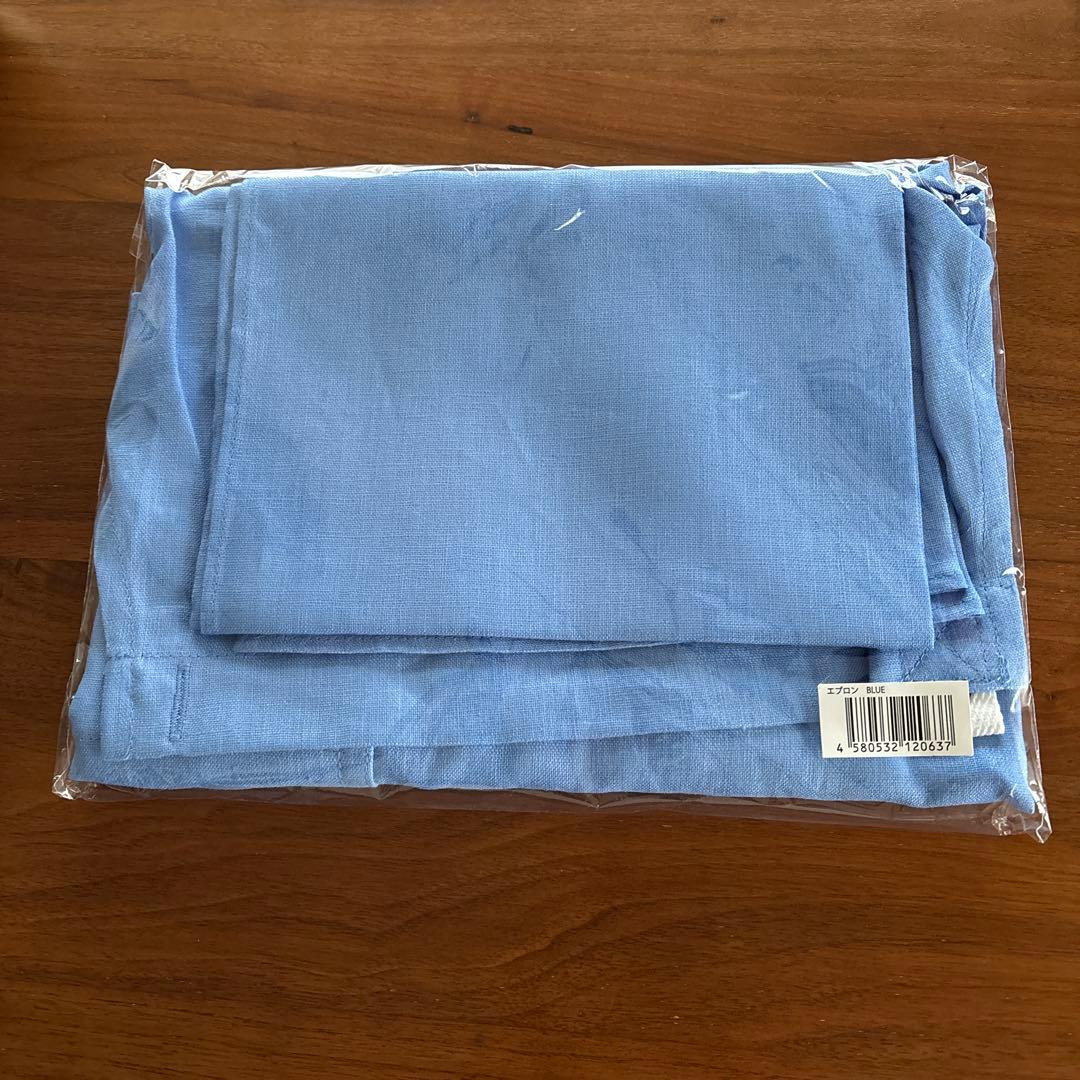 タキマキエプロン　ブルー　リネンエプロン