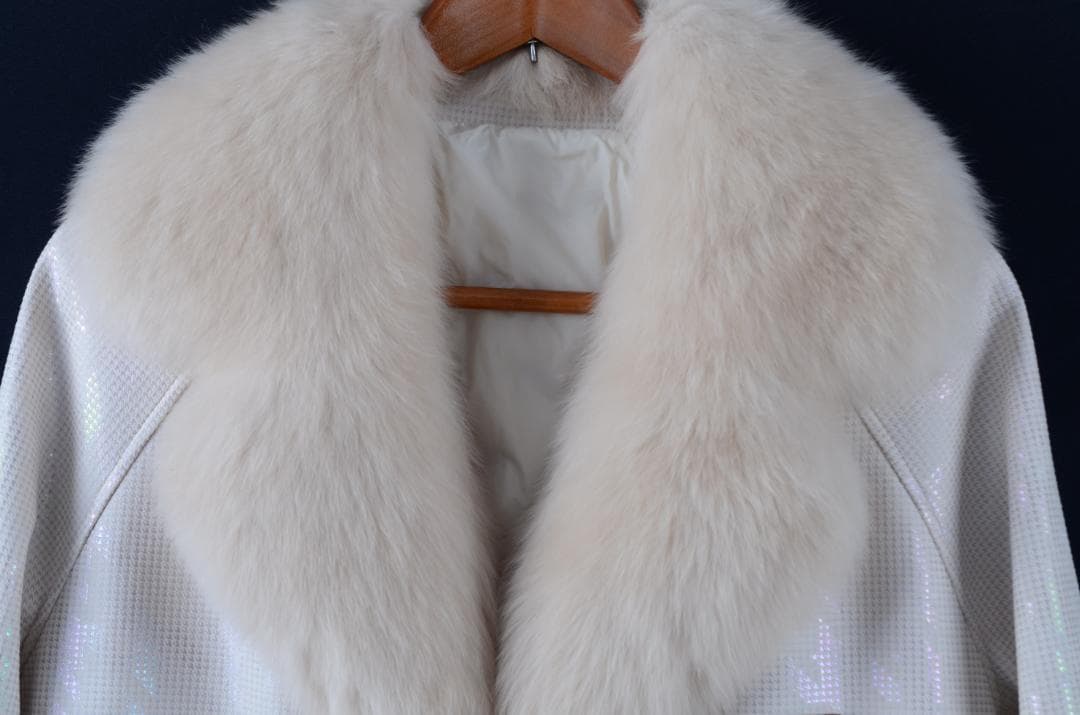 新品★最高級フォックスファー付き★ウォッシュレザー生地のダウンコート毛皮ファー