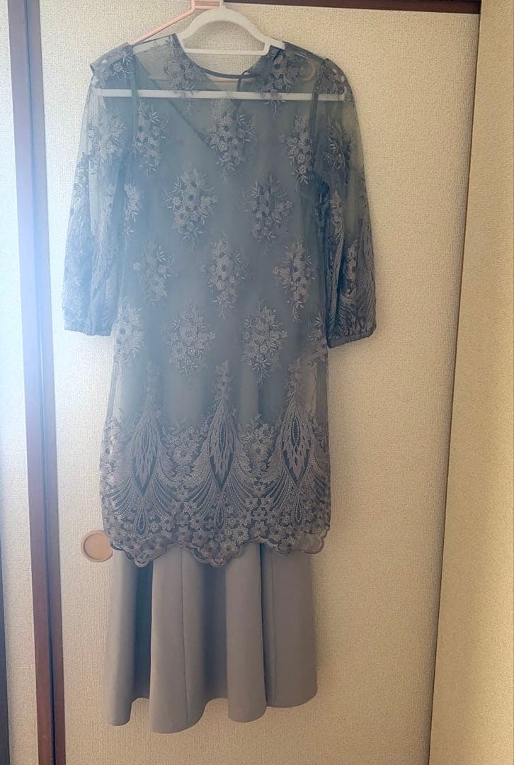 AMERI 3WAY LAYERED RASE DRESS 刺繍ワンピース