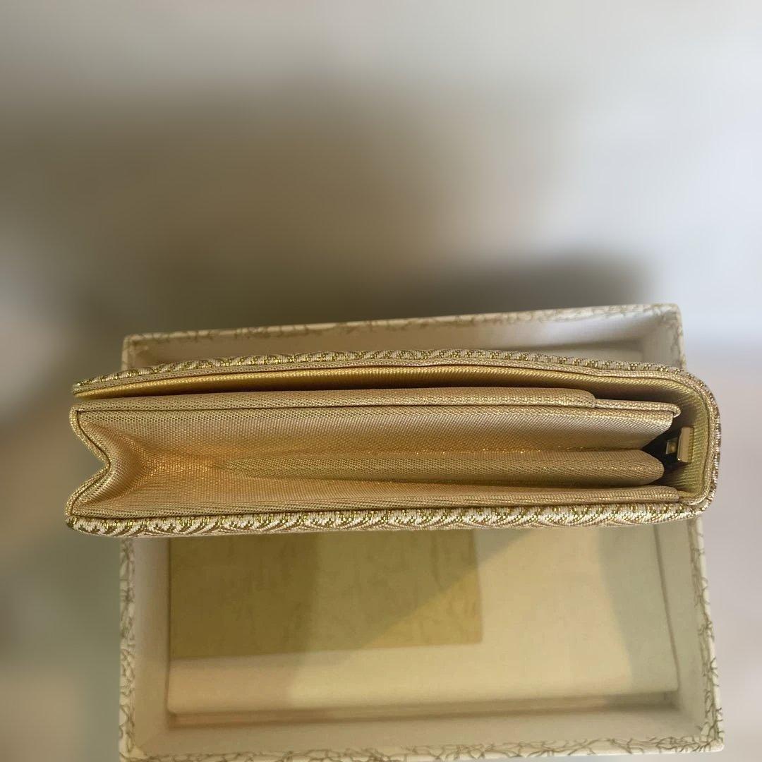ミキモト　佐賀錦　ゴールドクラッチバッグ