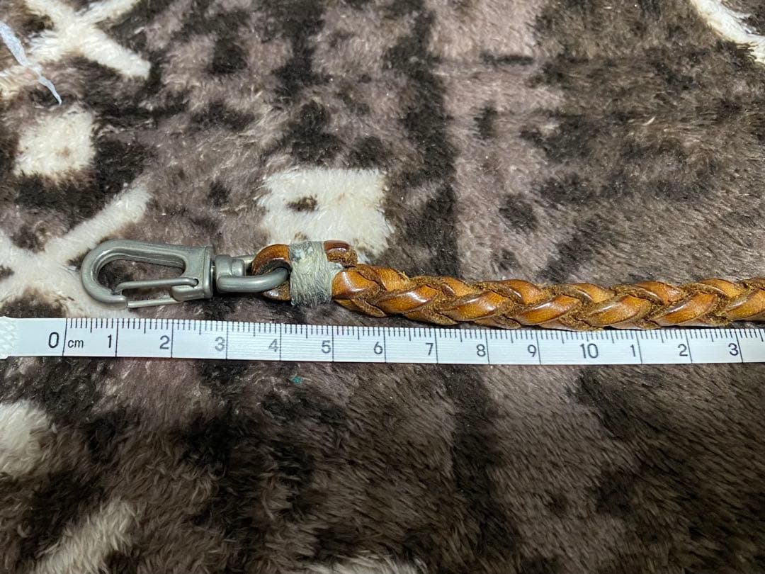 ビーズ屋公ちゃん レザー 二つ折り財布 ブラウン ウォレットロープ付き