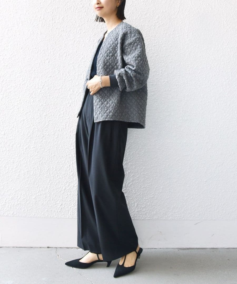 SHIPS　キルティング ジャカード カーディガン