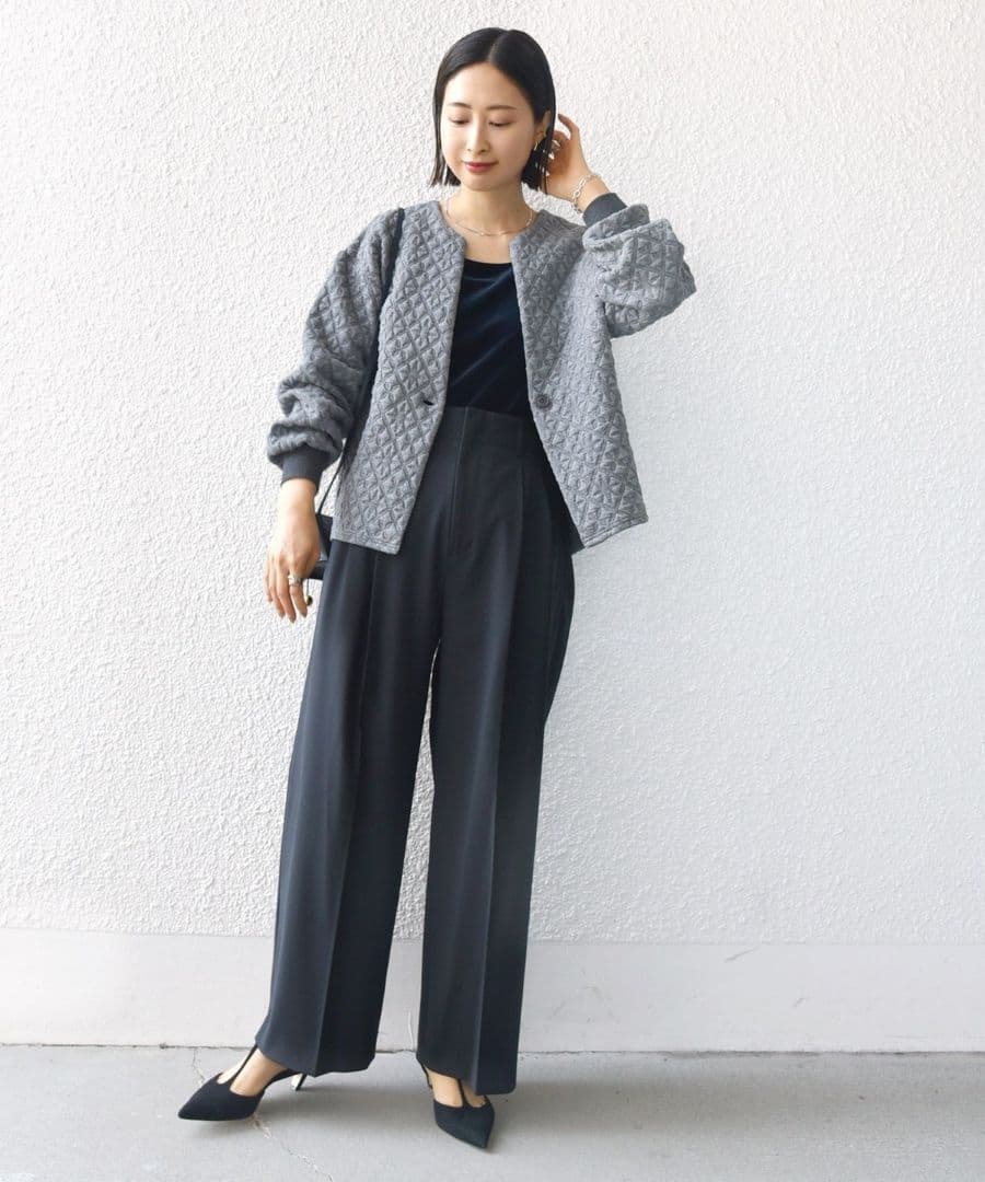 SHIPS　キルティング ジャカード カーディガン