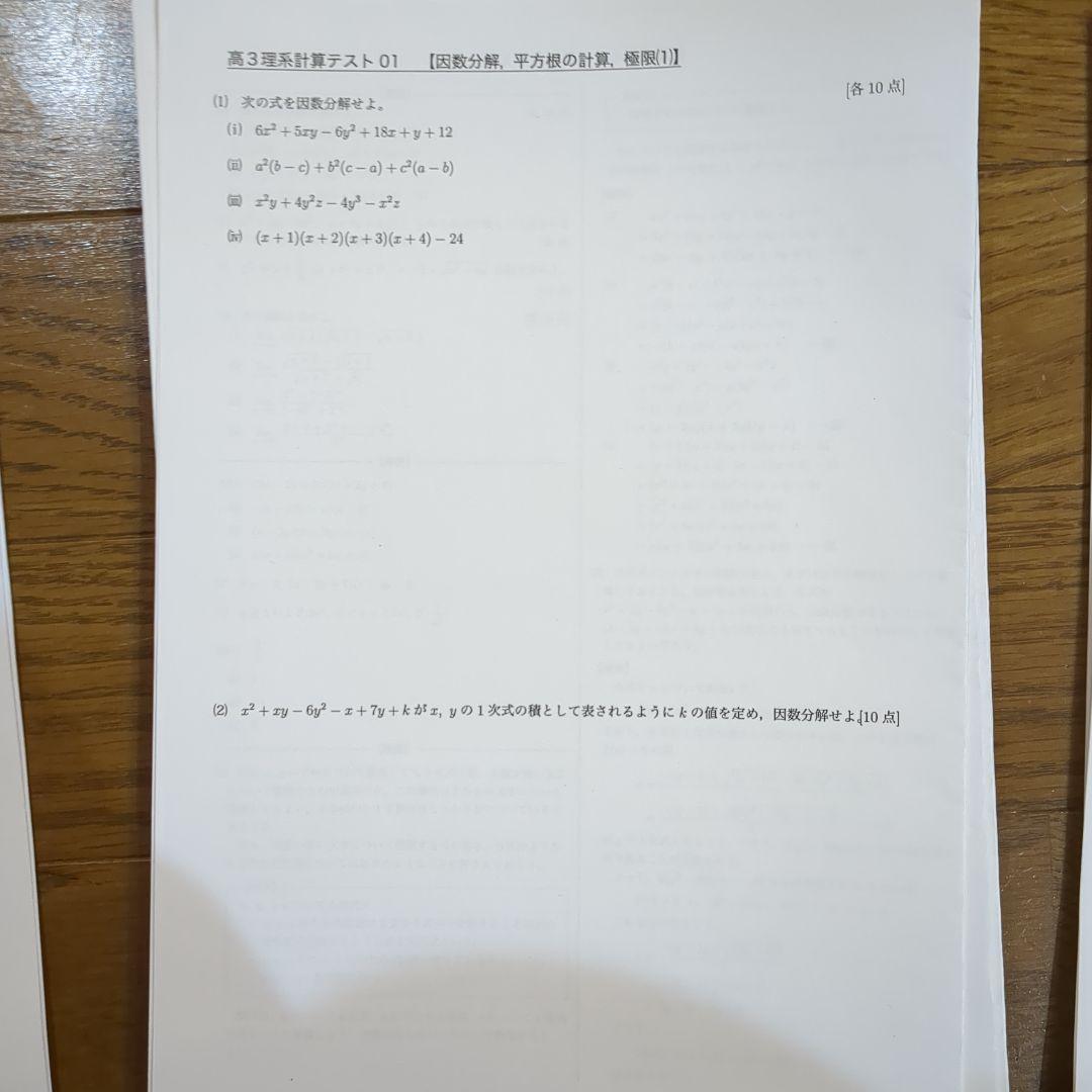 【最新版】鉄緑会 高3 数学 演習 授業冊子 プリント
