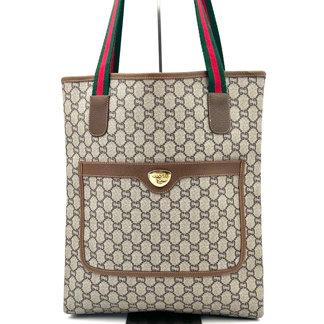 《極美品》GUCCI GGプラス シェリーライン トートバッグ ポーチ付 A4