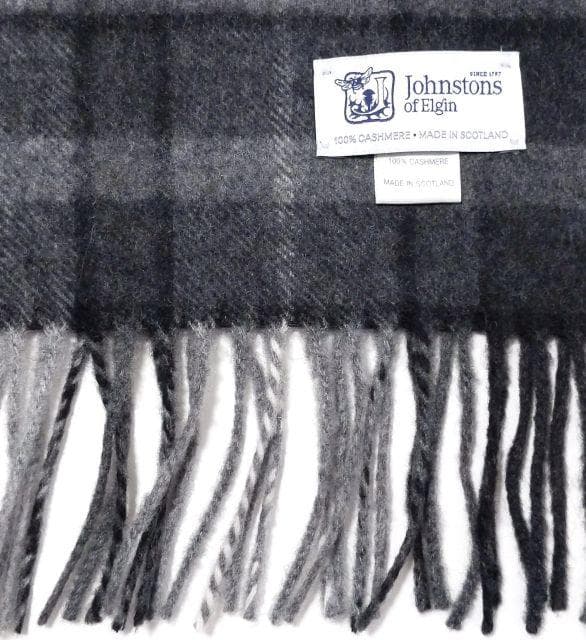 美品★Johnstons ジョンストンズ★カシミヤ マフラー チェック グレー