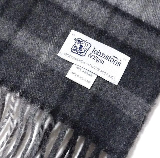 美品★Johnstons ジョンストンズ★カシミヤ マフラー チェック グレー