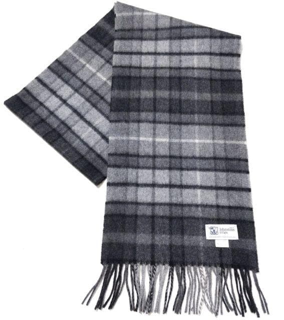 美品★Johnstons ジョンストンズ★カシミヤ マフラー チェック グレー