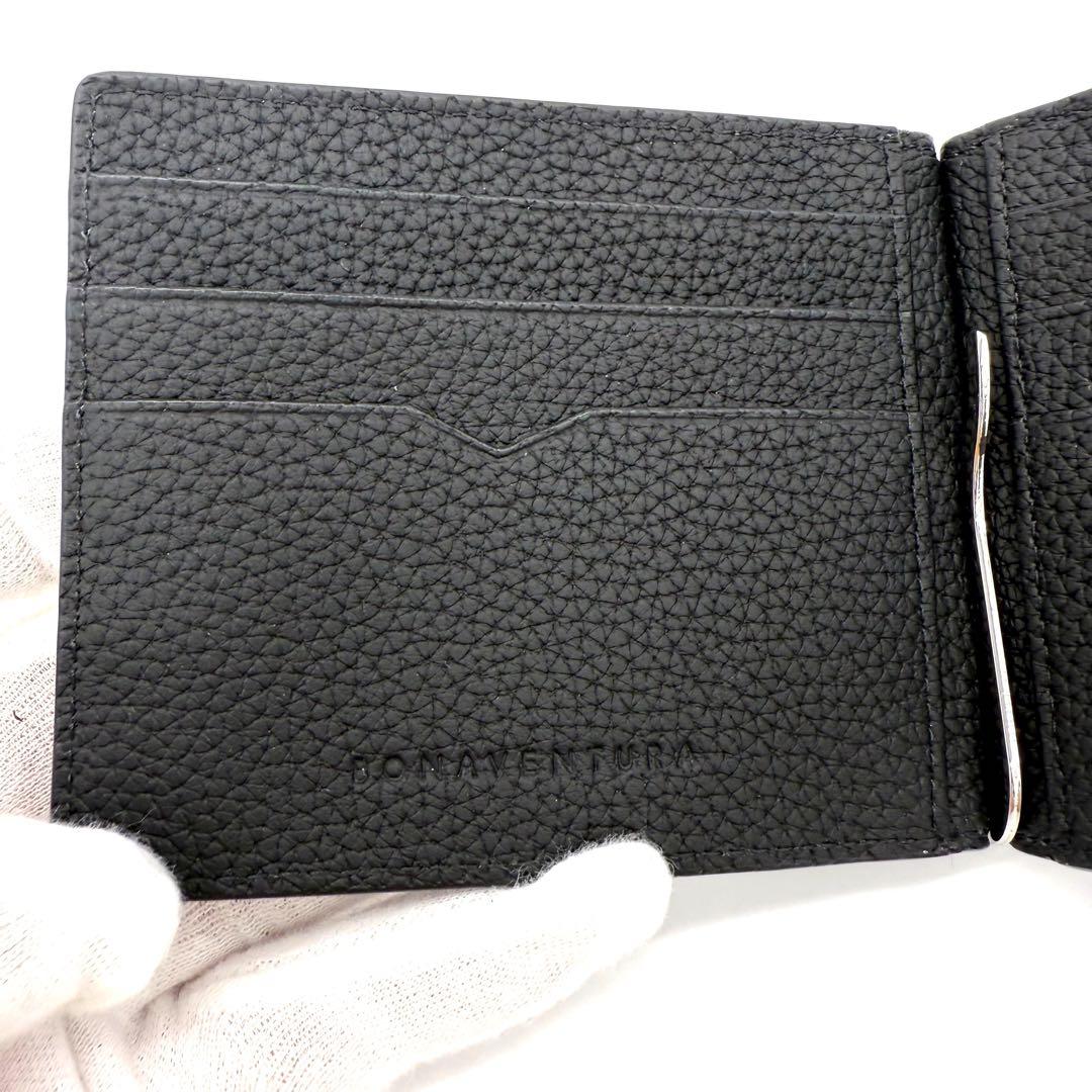 ★未使用品★ボナベンチュラ シュリンクレザー マネークリップ メンズ ブラック