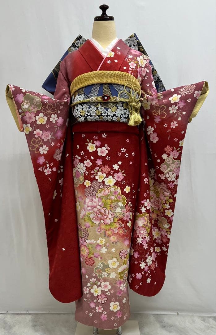 振り袖　フルセット　長襦袢　成人式　金彩加工　刺繍入り　長尺袋帯　658