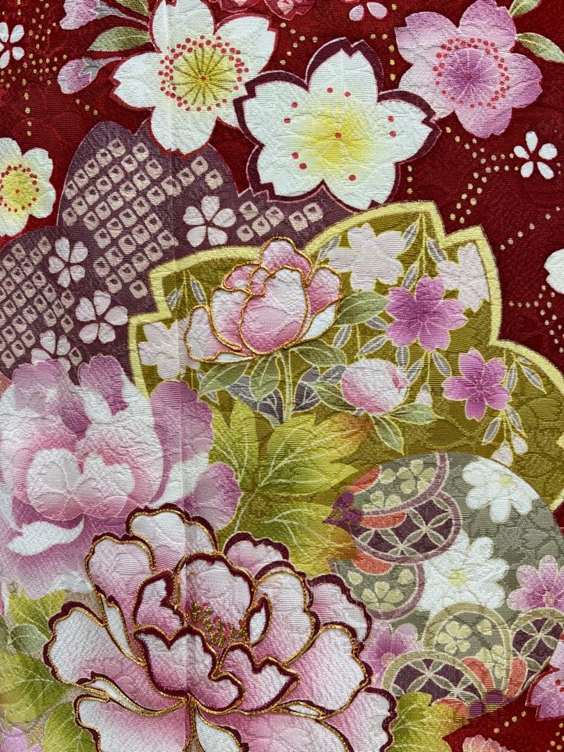 振り袖　フルセット　長襦袢　成人式　金彩加工　刺繍入り　長尺袋帯　658