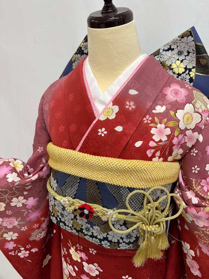 振り袖　フルセット　長襦袢　成人式　金彩加工　刺繍入り　長尺袋帯　658